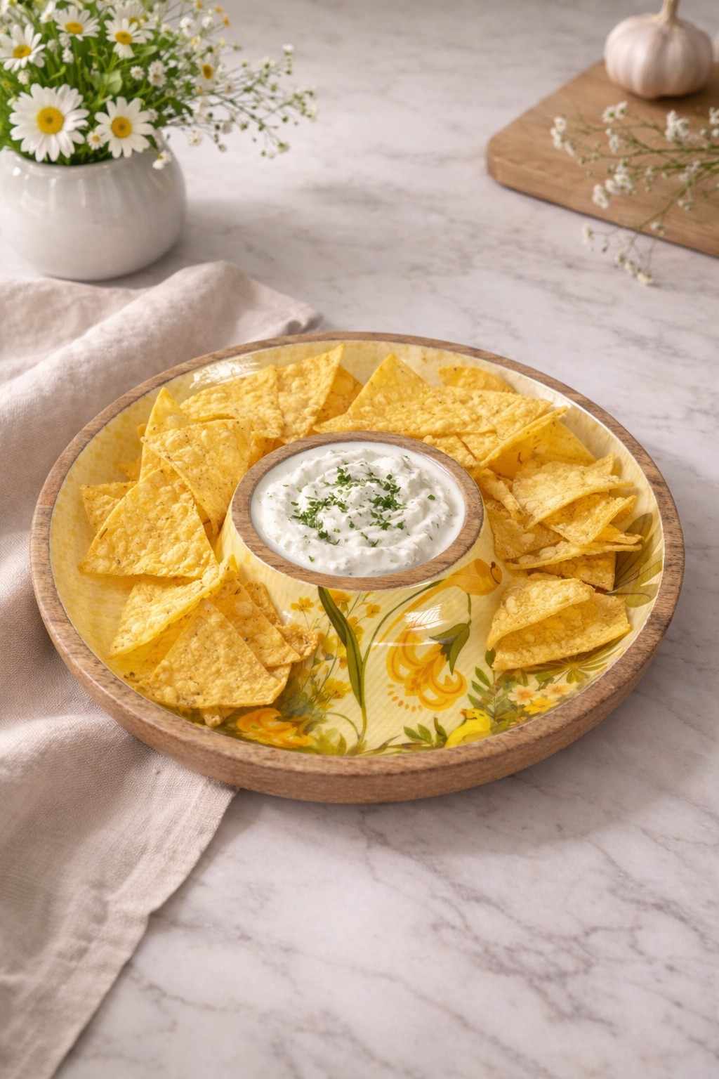 Wooden Chip and Dip Tray Plain & Styled