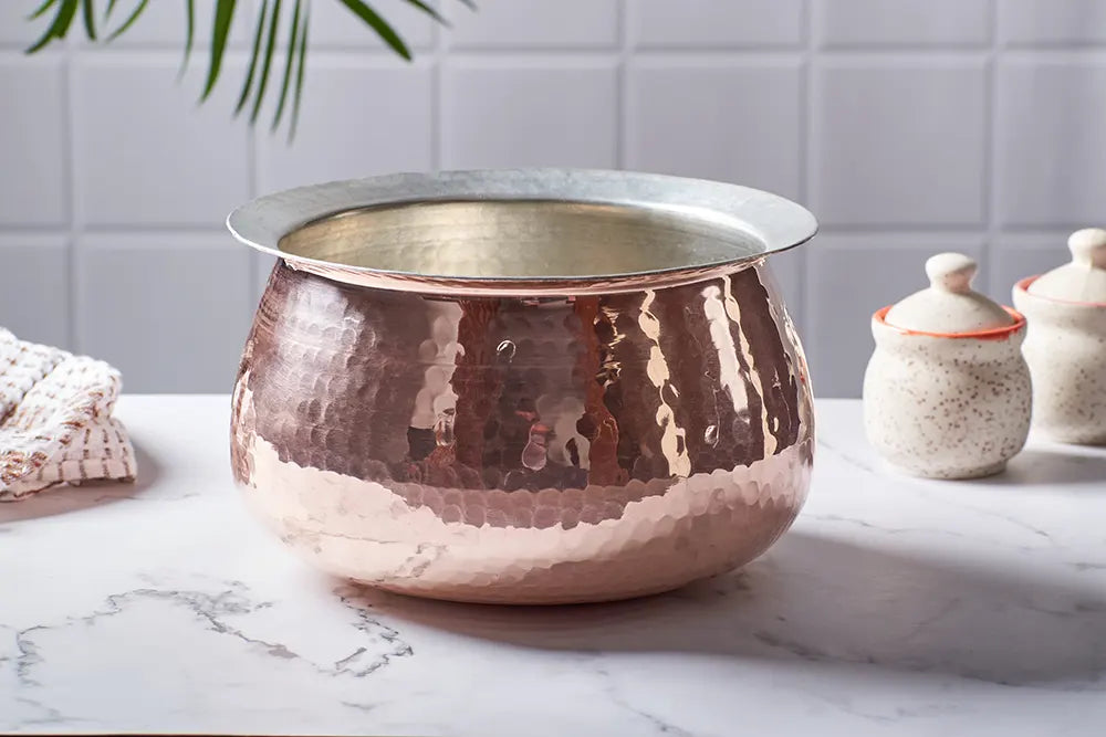Copper Madurai Handi- Tin Coated with Lid