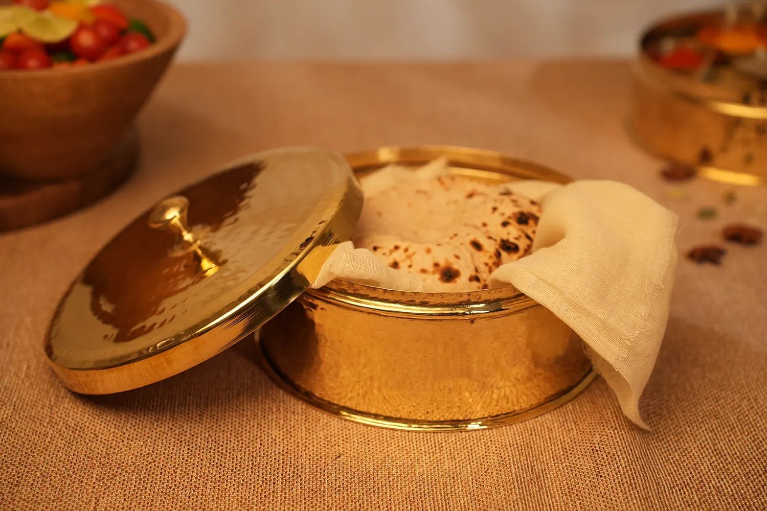 Brass Chapati Box – Secure Lid, Anti-Bacterial - Kalasians