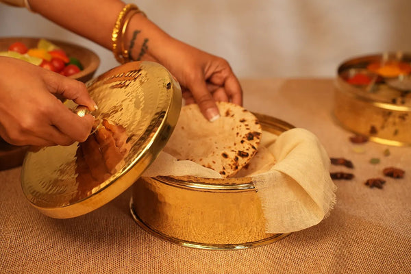 Brass Chapati Box – Secure Lid, Anti-Bacterial - Kalasians