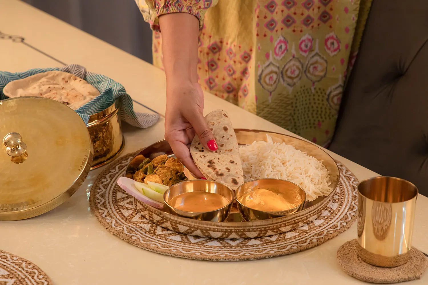 Brass Chapati Box – Secure Lid, Anti-Bacterial - Kalasians