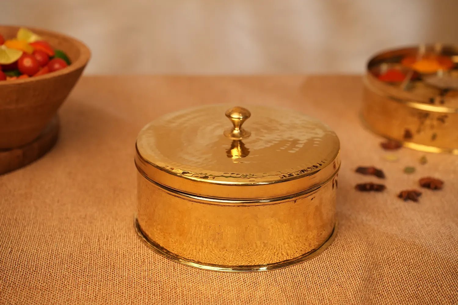 Brass Chapati Box – Secure Lid, Anti-Bacterial - Kalasians
