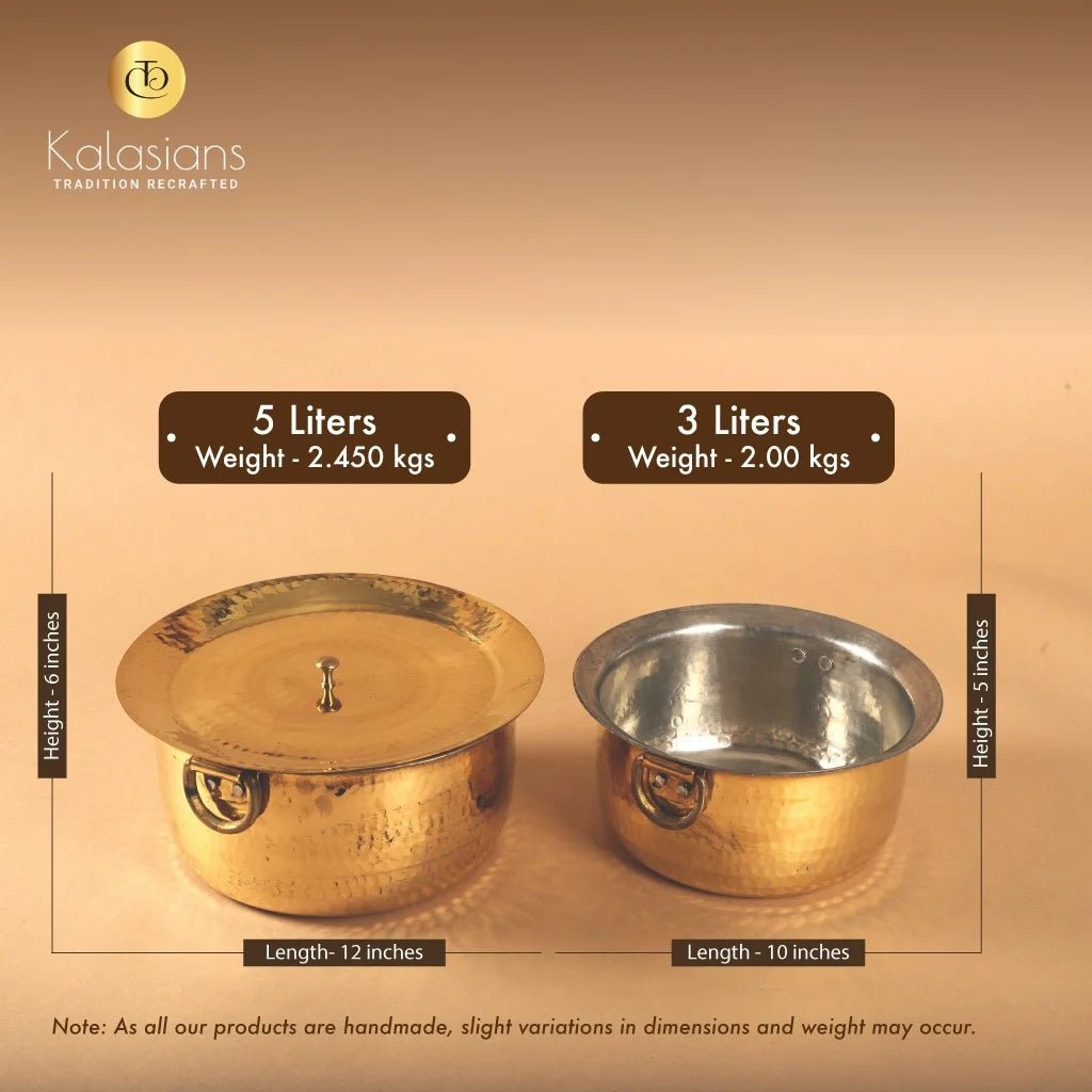 Brass Doodh Patila - Tin coated interior with Lid - Kalasians