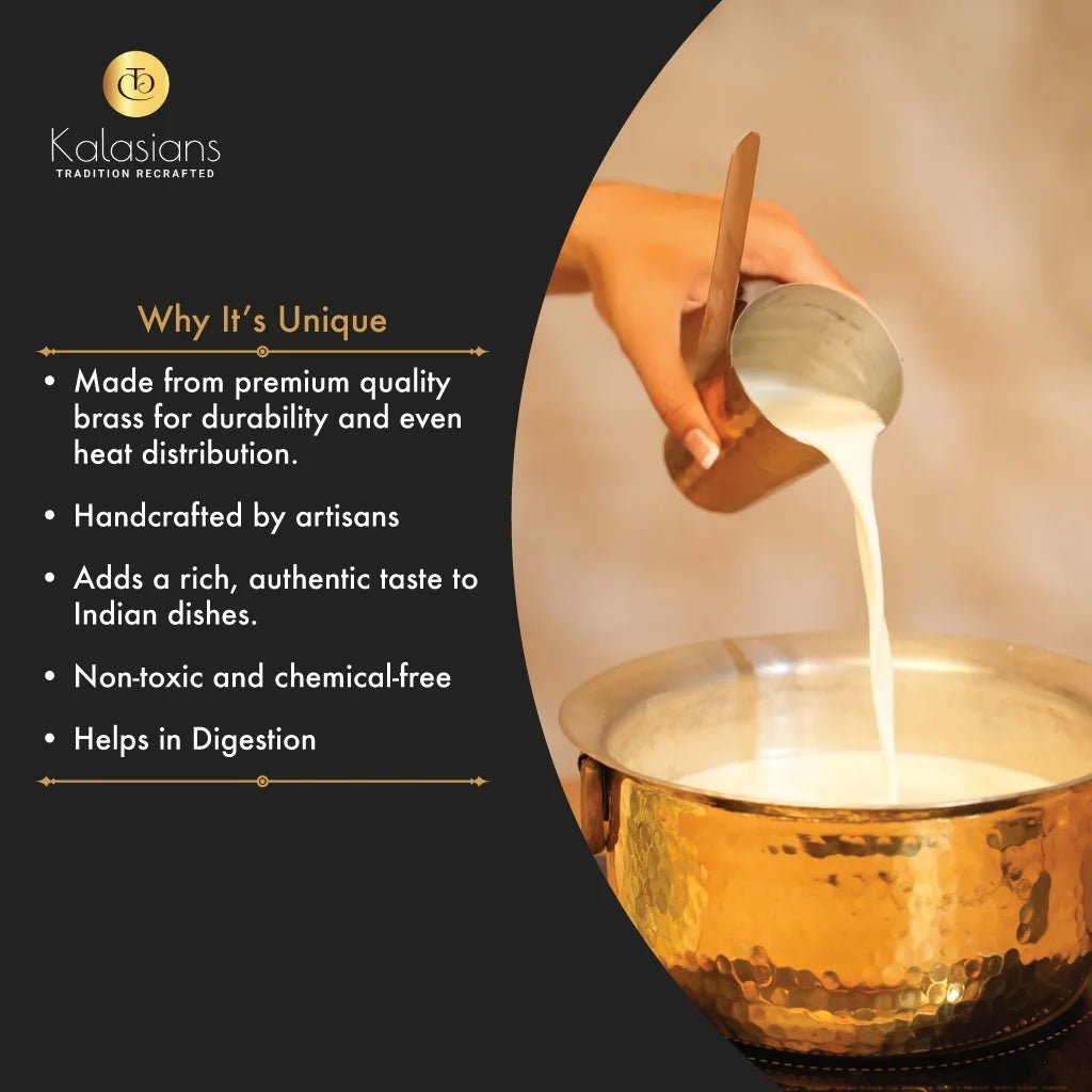 Brass Doodh Patila - Tin coated interior with Lid - Kalasians