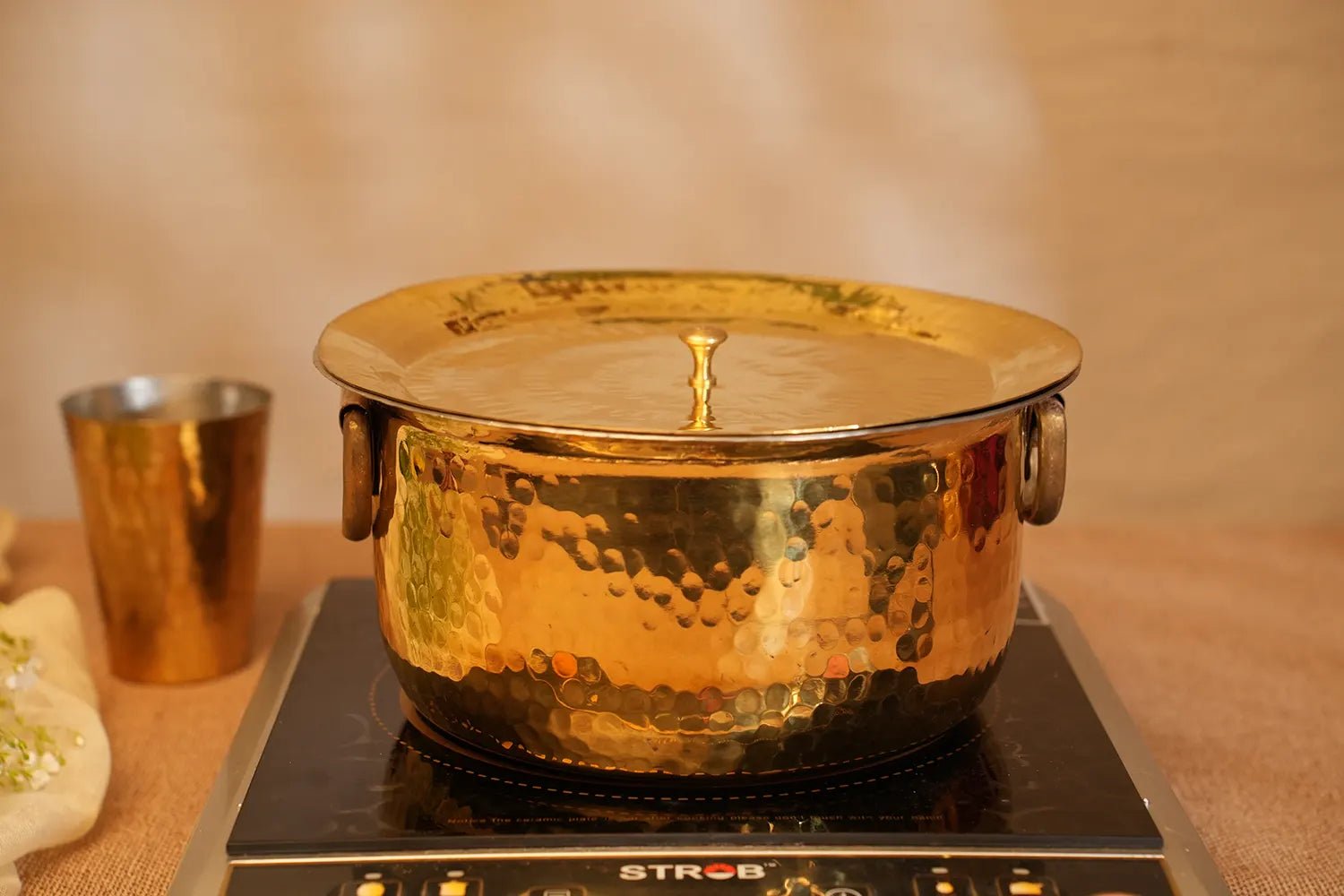 Brass Doodh Patila - Tin coated interior with Lid - Kalasians