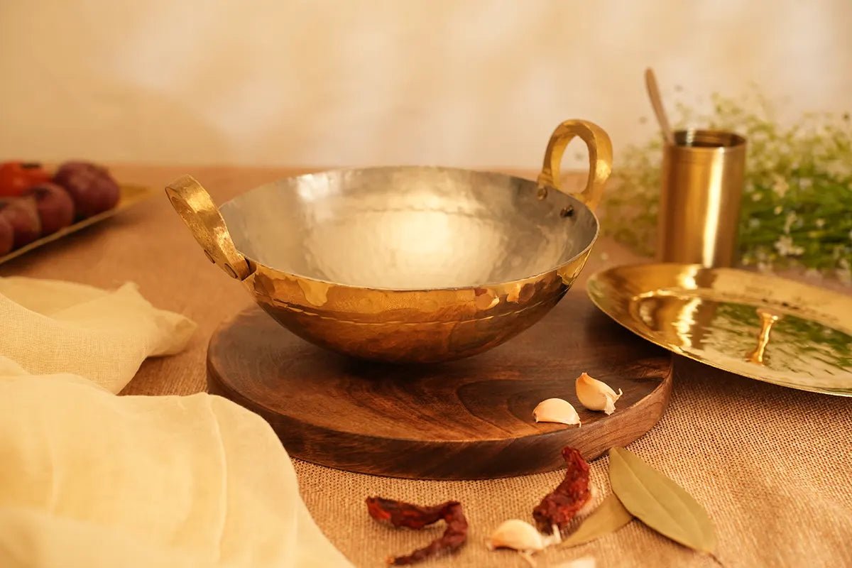 Brass Kadhai with Lid- Tin coated, Naturally Non Stick - Kalasians