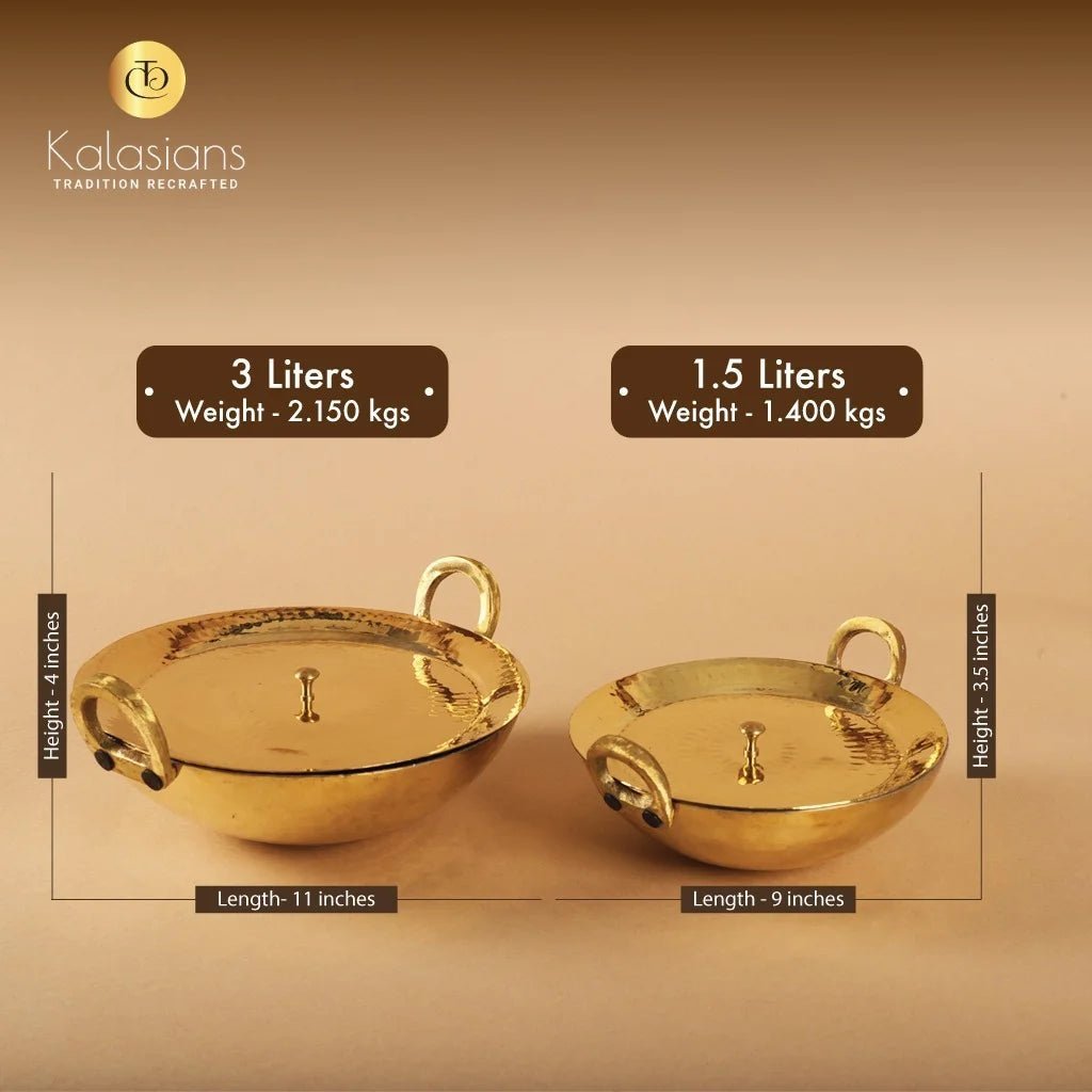 Brass Kadhai with Lid- Tin coated, Naturally Non Stick - Kalasians
