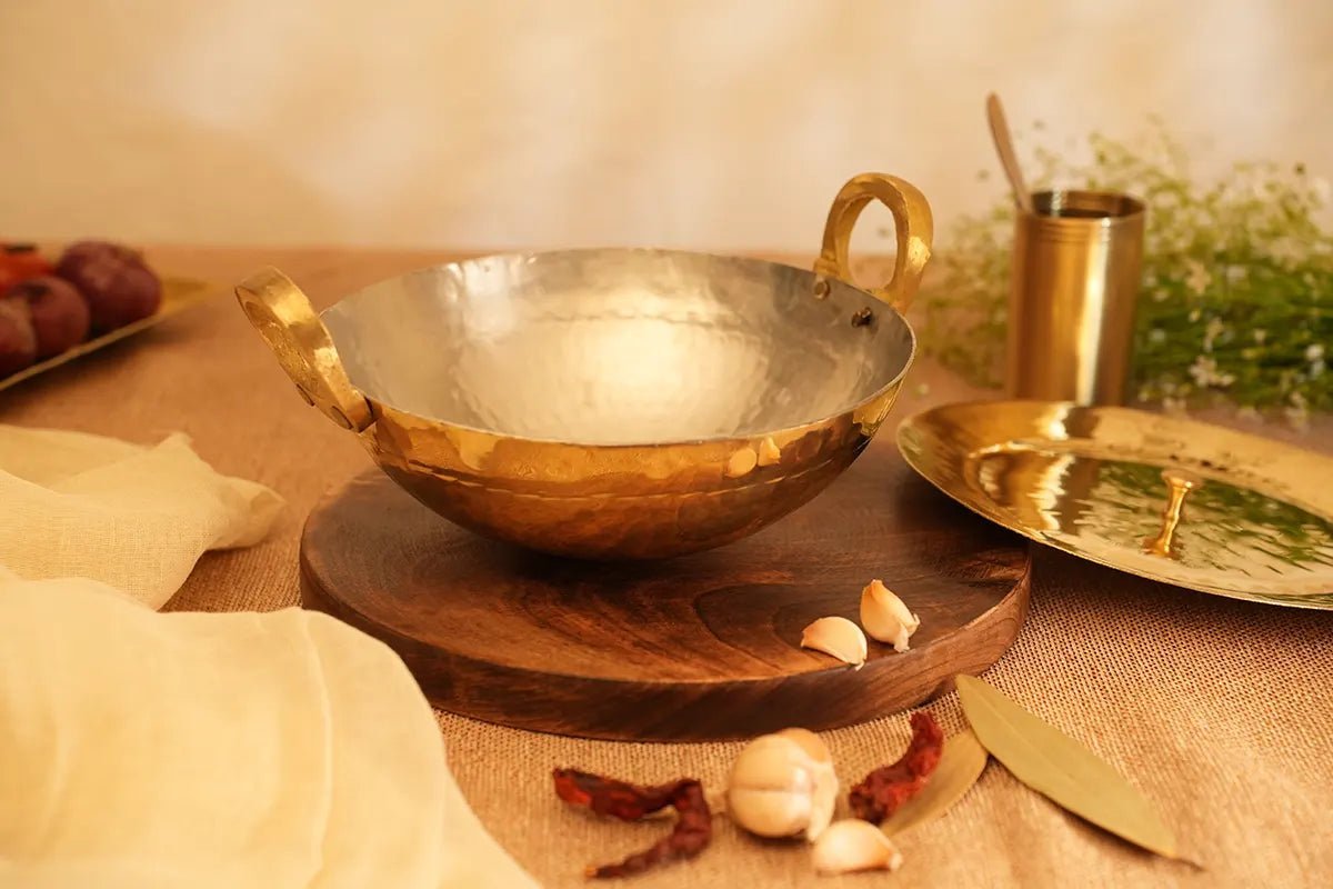 Brass Kadhai with Lid- Tin coated, Naturally Non Stick - Kalasians
