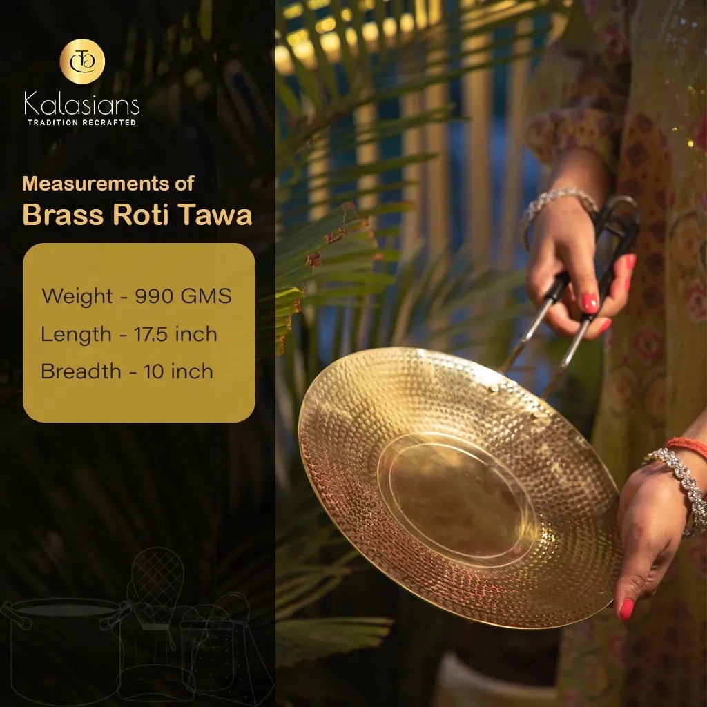 Brass Roti Tawa - 10 inch with PVC Handle & Teflon Free - Kalasians