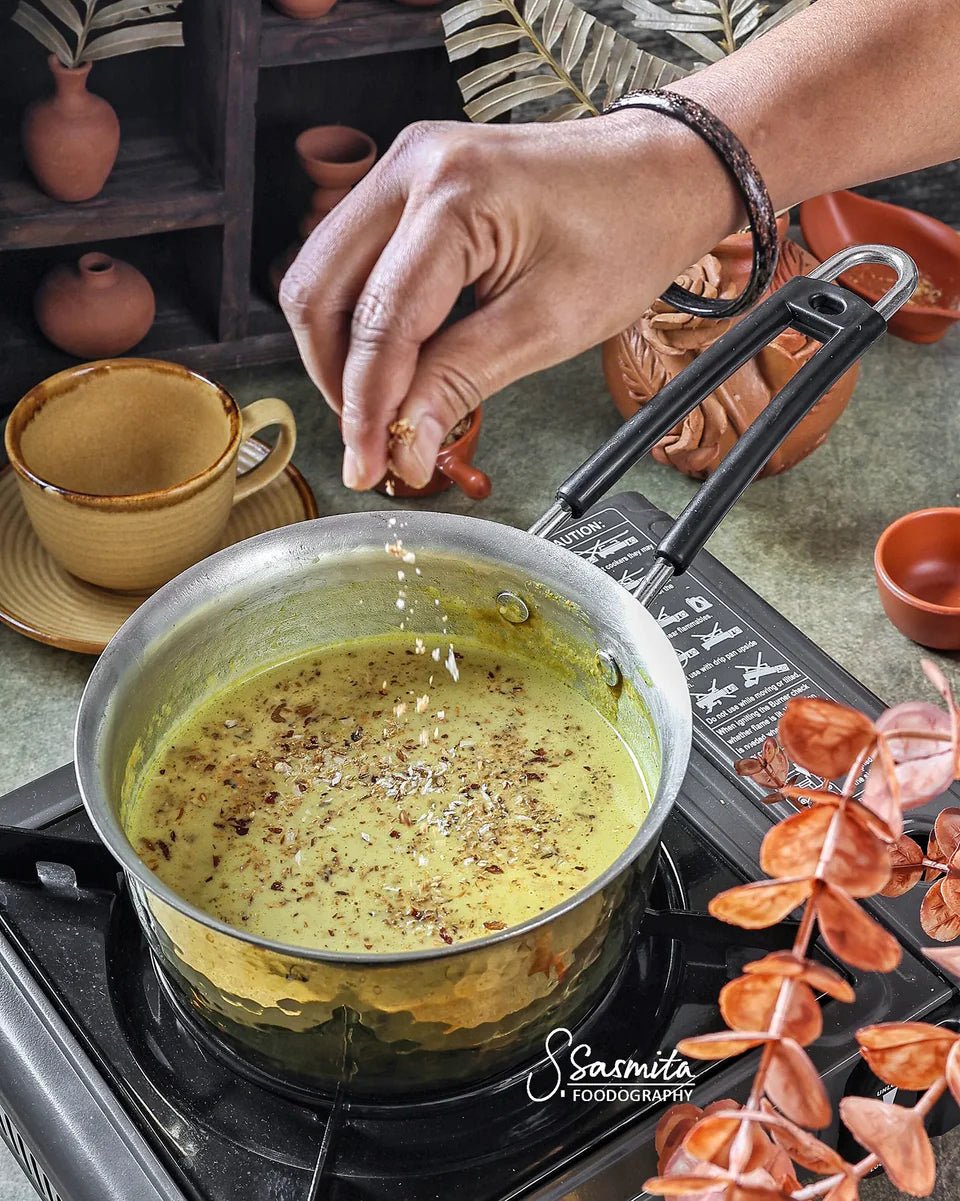 Brass Saucepan - Tin Coated with Heat-Resistant Handle - Kalasians