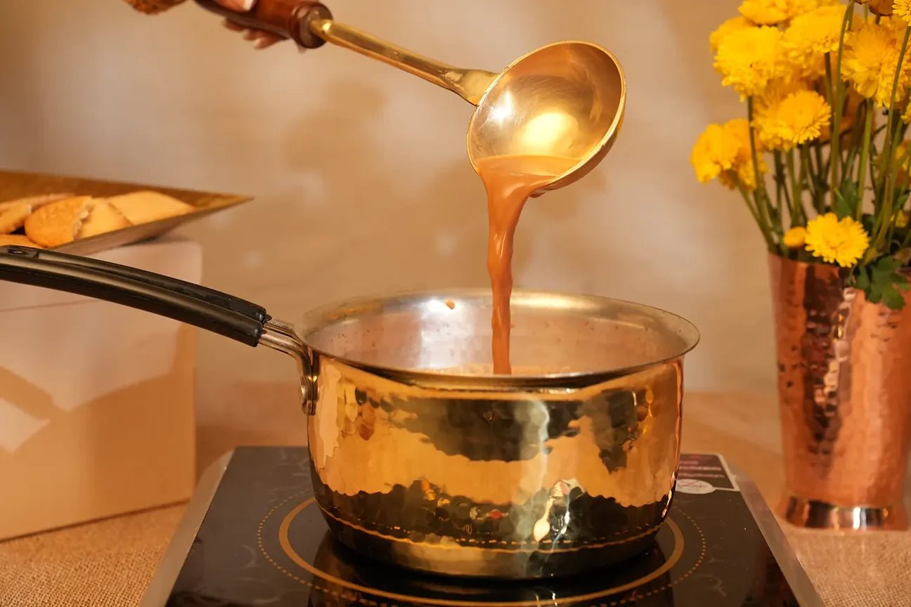 Brass Saucepan - Tin Coated with Heat-Resistant Handle - Kalasians