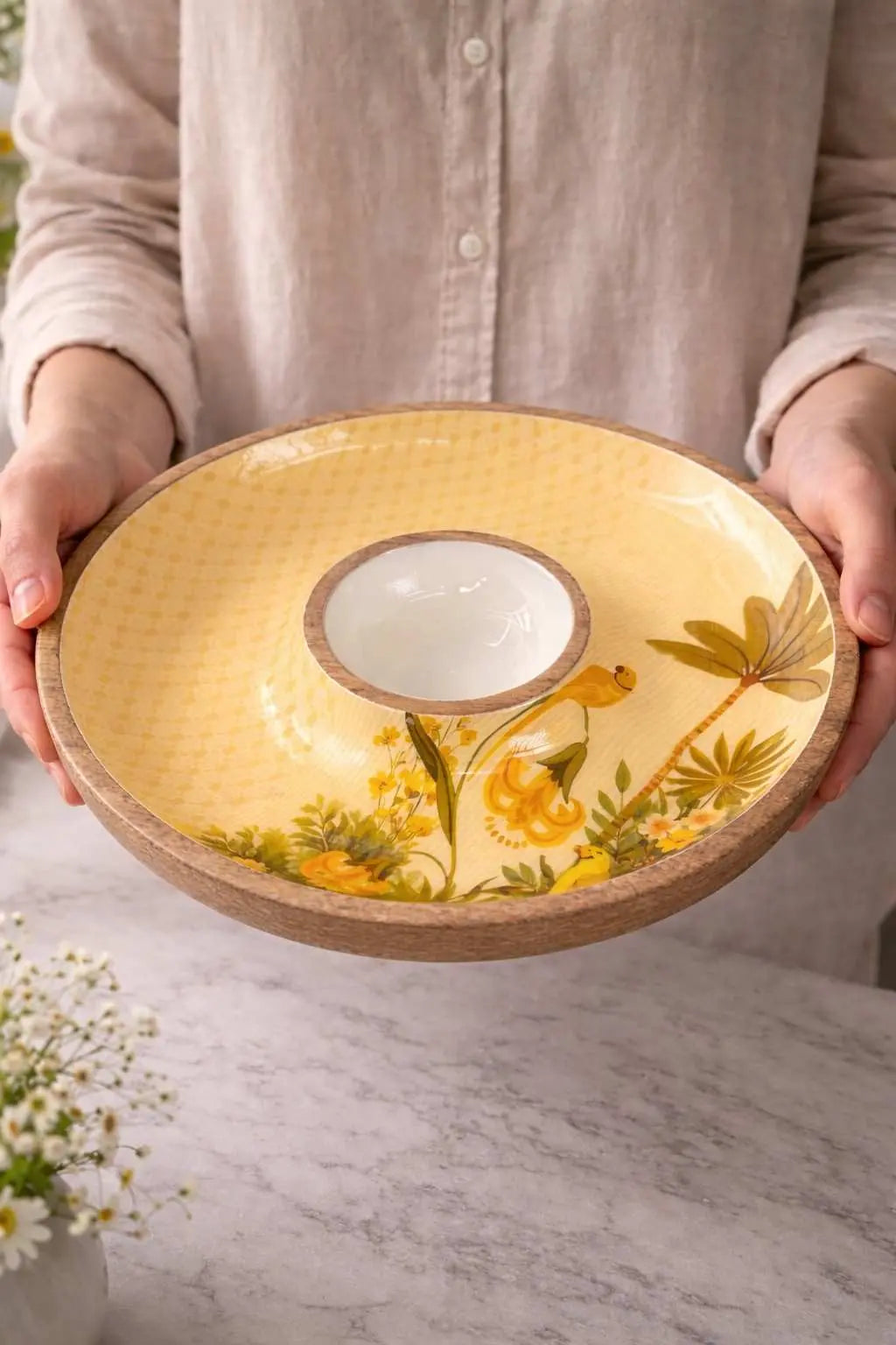 Wooden Chip and Dip Tray Plain & Styled