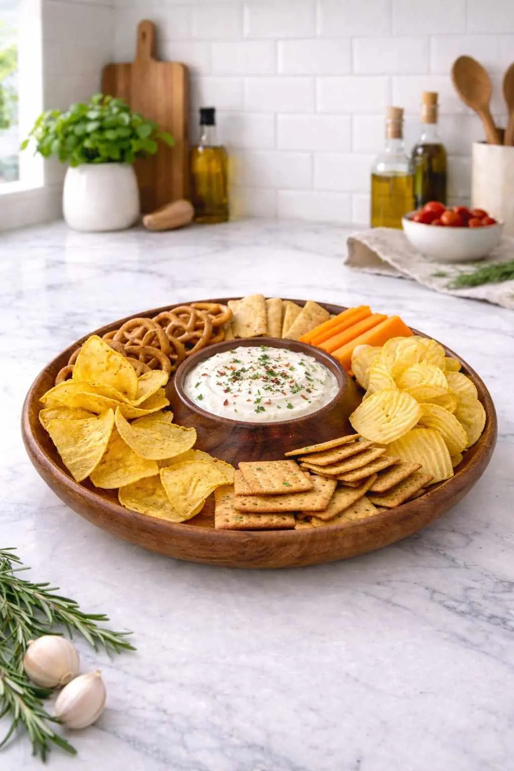 Wooden Chip and Dip Tray Plain & Styled