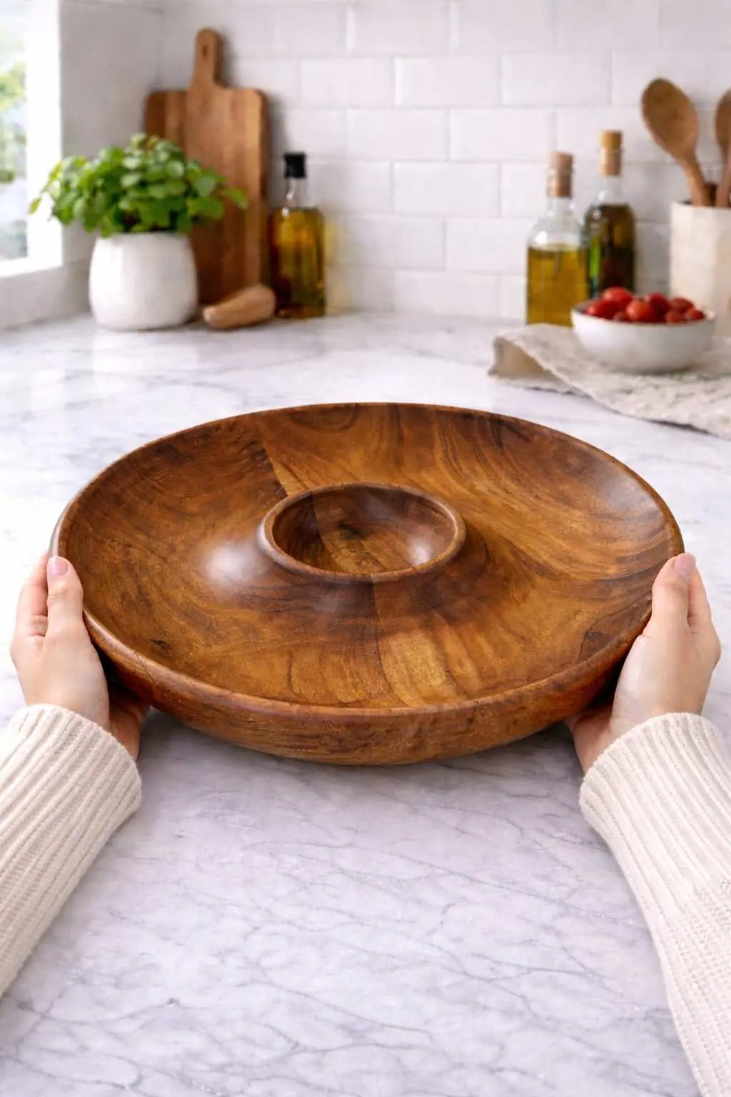 Wooden Chip and Dip Tray Plain & Styled