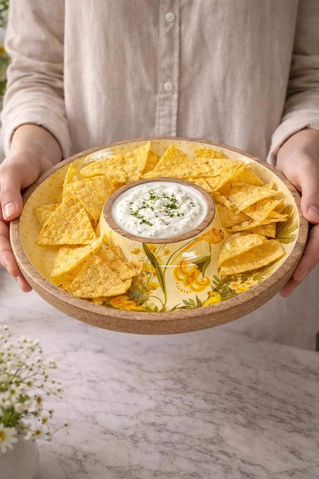 Wooden Chip and Dip Tray Plain & Styled